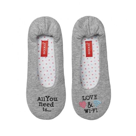 Női szürke balerina mamusz masnival, puha talppal All you need is Love and Wifi 37-38