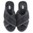 Női fekete szőrös papucs 37-38