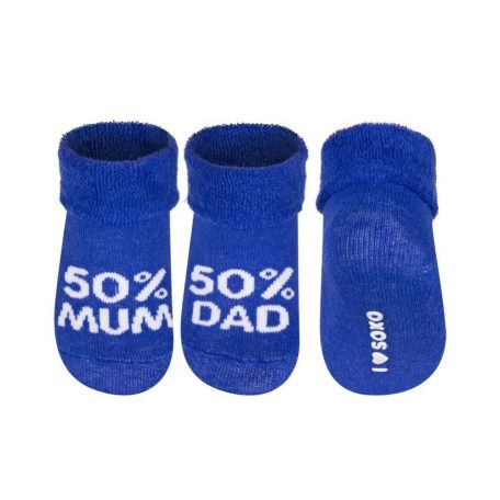 SOXO 50% MUM - 50% DAD sötétkék baba zokni 16-17-18