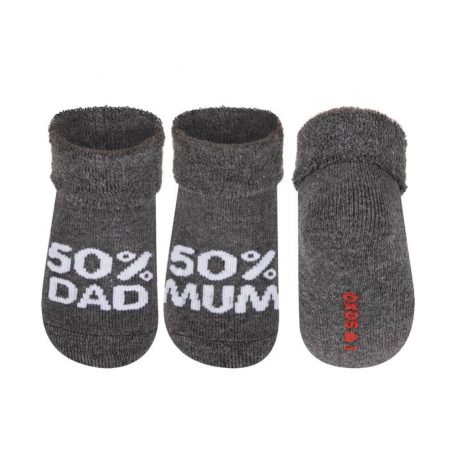 SOXO 50% MUM - 50% DAD szürke baba zokni 16-17-18