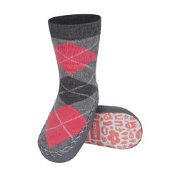 SOXO kockás bőr talpú gyerek mamusz 27-28